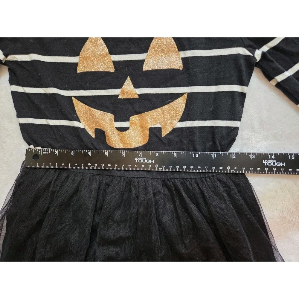 389 Girls L 10/12 Black Gold Jack O Lantern Halloween Dress Costume